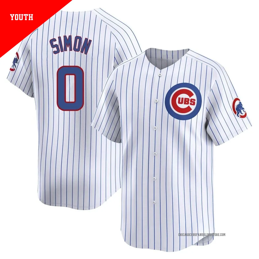 Chicago Cubs ＃0 Ronny Oliver Simon Youth Limited Home Jersey - White
