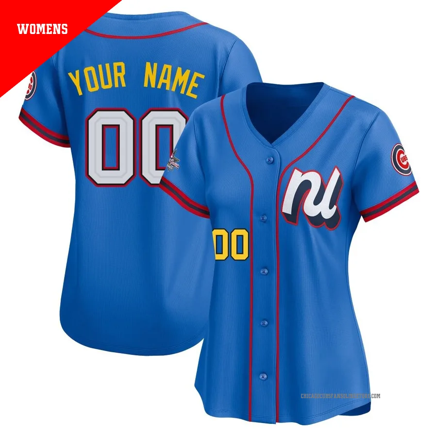 Chicago Cubs ＃00 Custom Women's Limited National League 2025 All-Star Edition Jersey - Blue