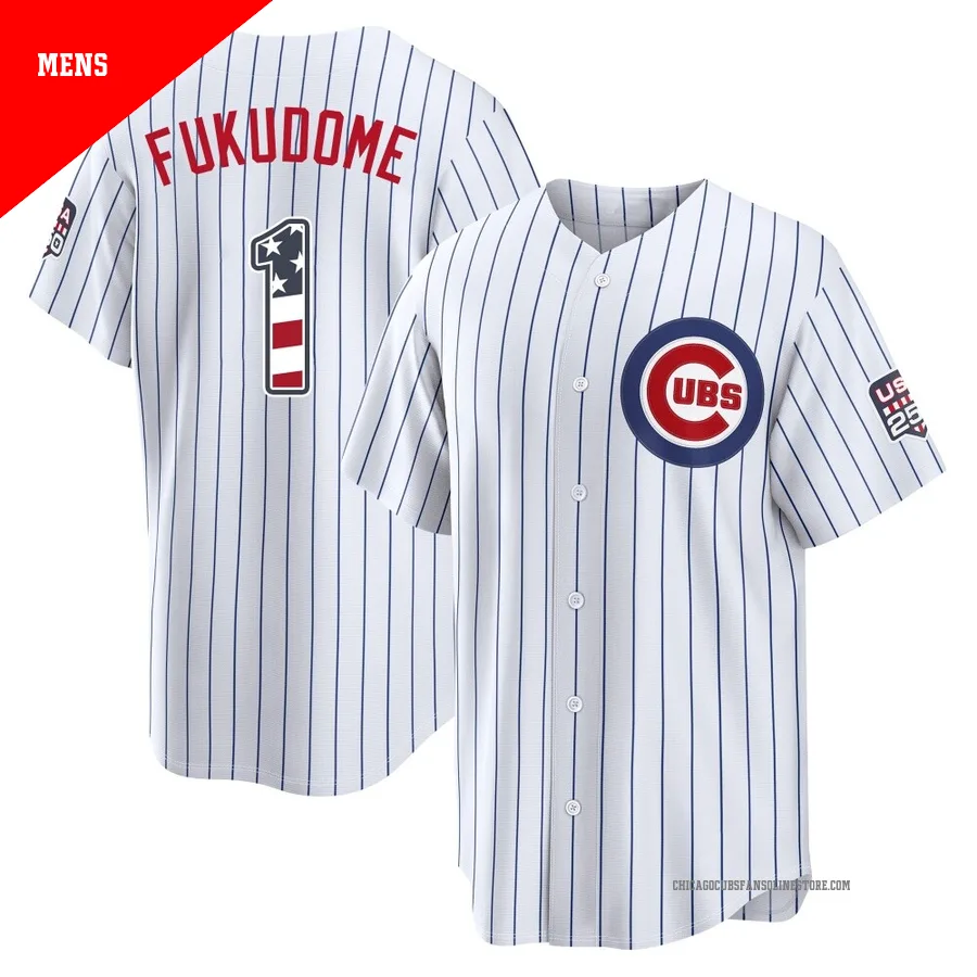 Chicago Cubs ＃1 Kosuke Fukudome Men's Limited USA 250 Fourth Of July Home Stadium Jersey - White