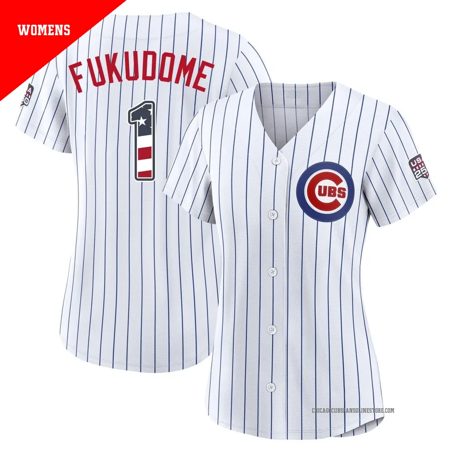Chicago Cubs ＃1 Kosuke Fukudome Women's Limited USA 250 Fourth Of July Home Stadium Jersey - White