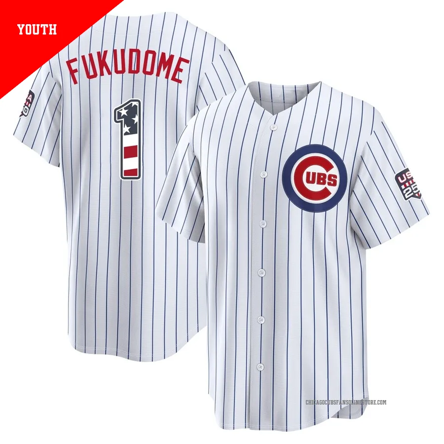 Chicago Cubs ＃1 Kosuke Fukudome Youth Limited USA 250 Fourth Of July Home Stadium Jersey - White