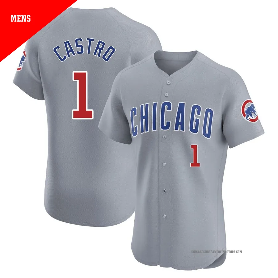 Chicago Cubs ＃1 Willi Castro Men's Elite Road Jersey - Gray