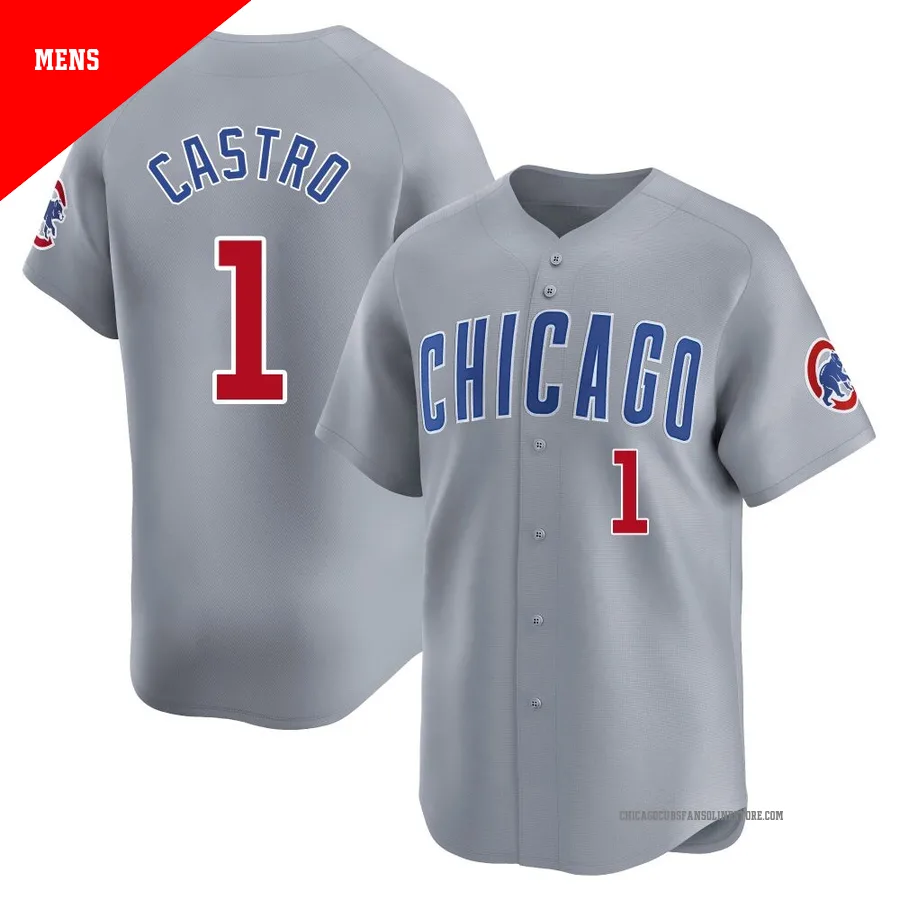 Chicago Cubs ＃1 Willi Castro Men's Limited Road Jersey - Gray
