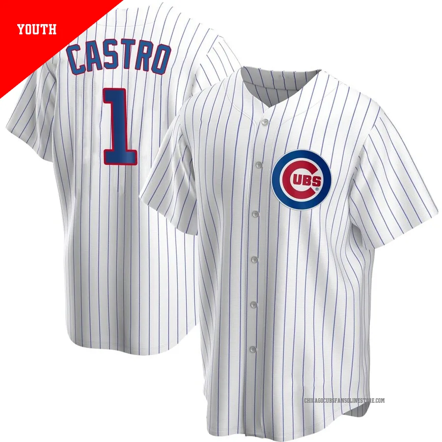 Chicago Cubs ＃1 Willi Castro Youth Replica Home Jersey - White