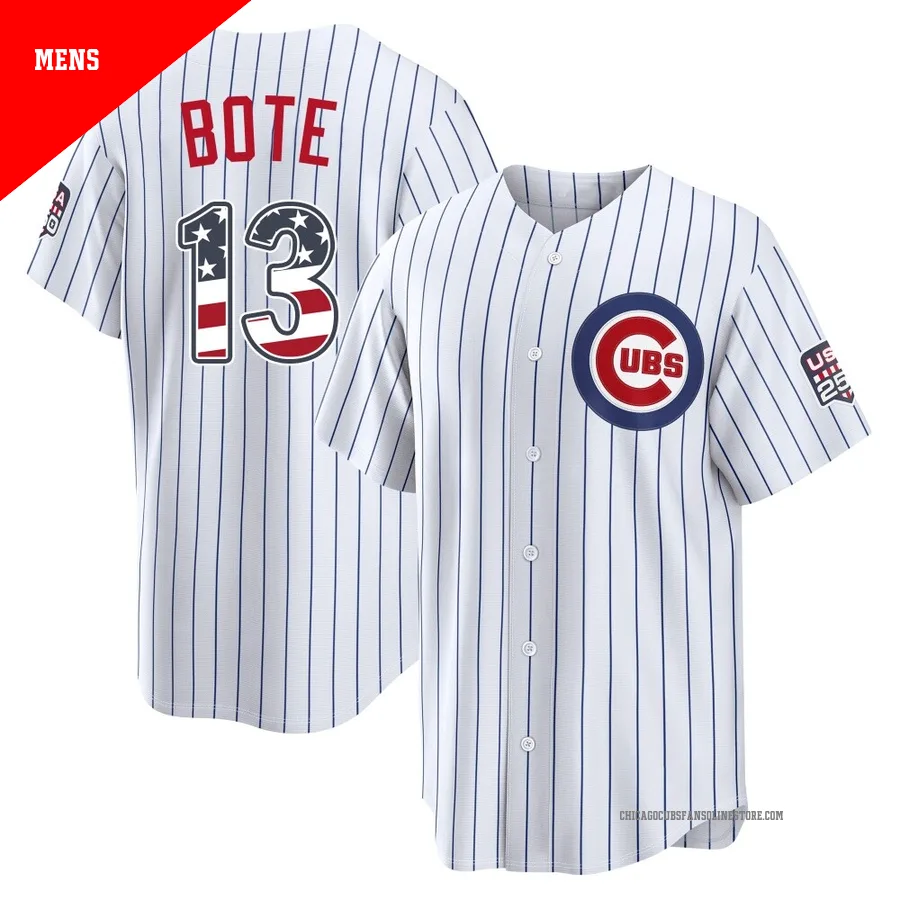 Chicago Cubs ＃13 David Bote Men's Limited USA 250 Fourth Of July Home Stadium Jersey - White