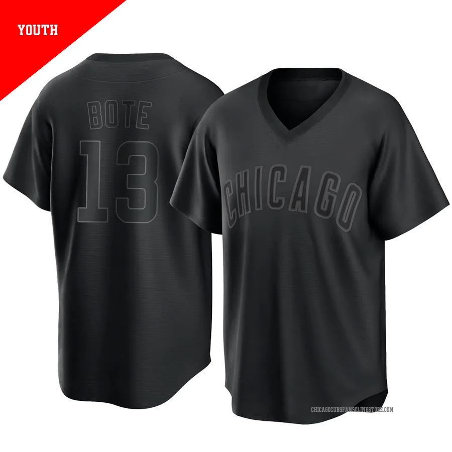 Chicago Cubs ＃13 David Bote Youth Replica Pitch Fashion Jersey - Black