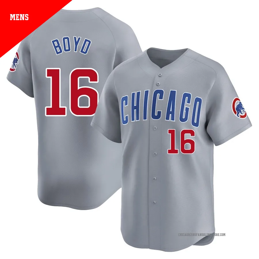 Chicago Cubs ＃16 Matthew Boyd Men's Limited Road Jersey - Gray