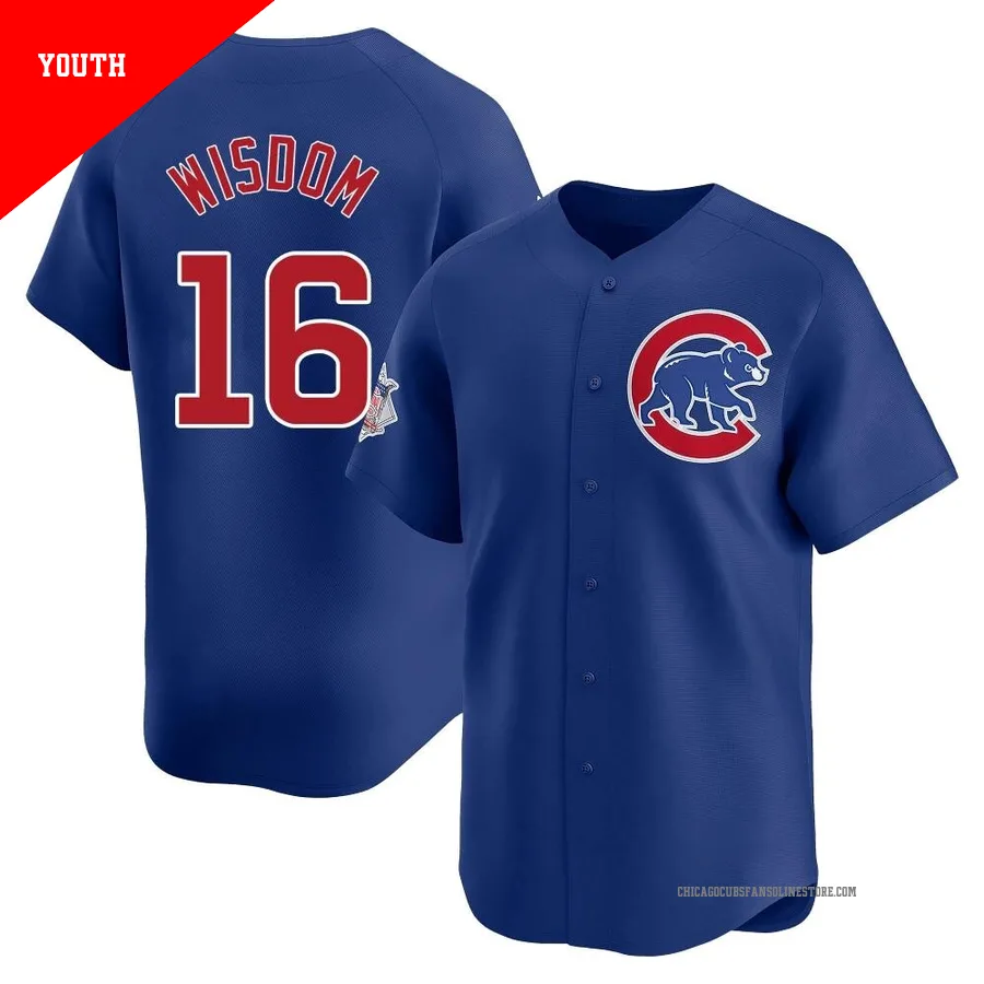 Chicago Cubs ＃16 Patrick Wisdom Youth Limited Alternate Jersey - Royal