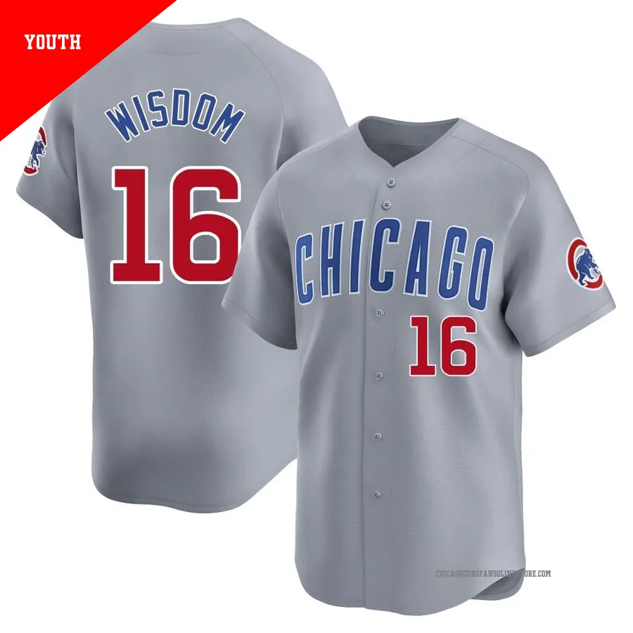 Chicago Cubs ＃16 Patrick Wisdom Youth Limited Road Jersey - Gray