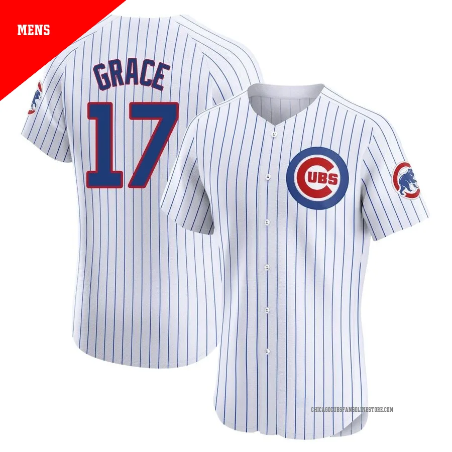Chicago Cubs ＃17 Mark Grace Men's Elite Home Jersey - White