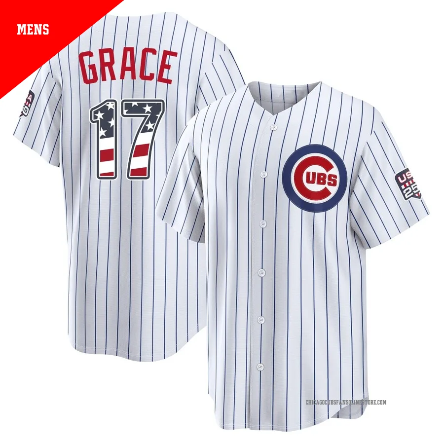 Chicago Cubs ＃17 Mark Grace Men's Limited USA 250 Fourth Of July Home Stadium Jersey - White
