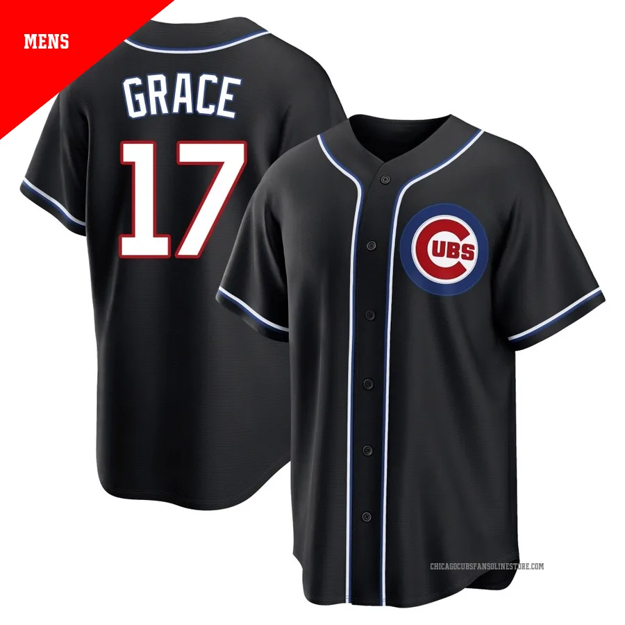 Chicago Cubs ＃17 Mark Grace Men's Replica Fashion Out Jersey - Black