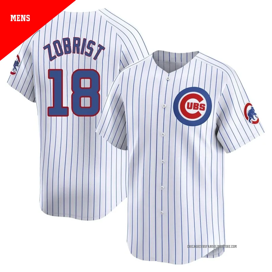 Chicago Cubs ＃18 Ben Zobrist Men's Limited Home Jersey - White