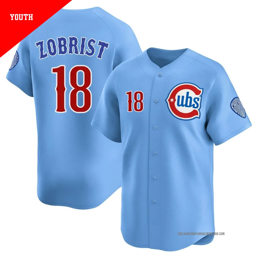 Chicago Cubs ＃18 Ben Zobrist Youth Limited 2nd Alternate Jersey - Royal