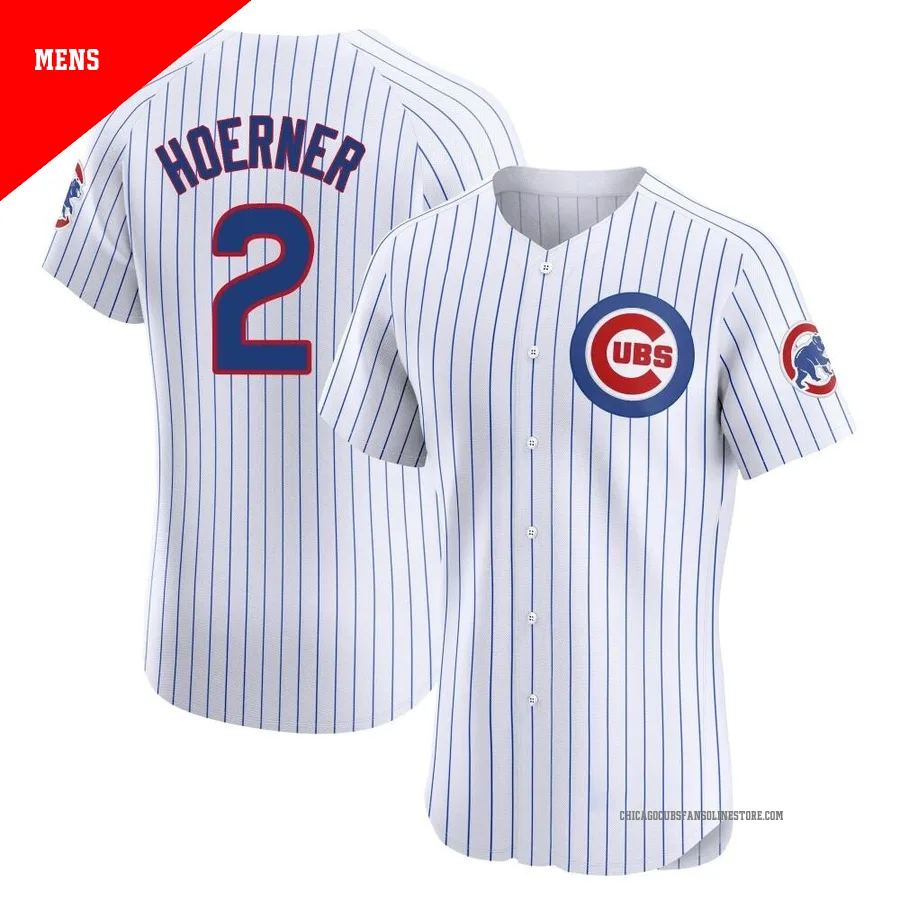Chicago Cubs ＃2 Nico Hoerner Men's Elite Home Jersey - White