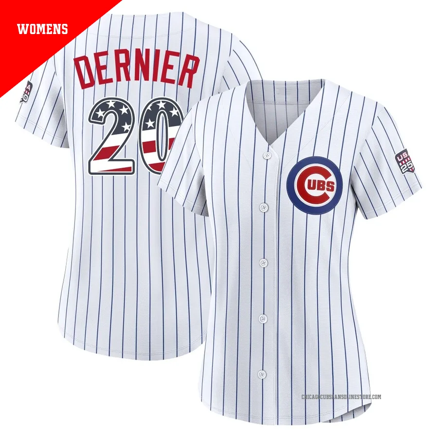 Chicago Cubs ＃20 Bob Dernier Women's Limited USA 250 Fourth Of July Home Stadium Jersey - White