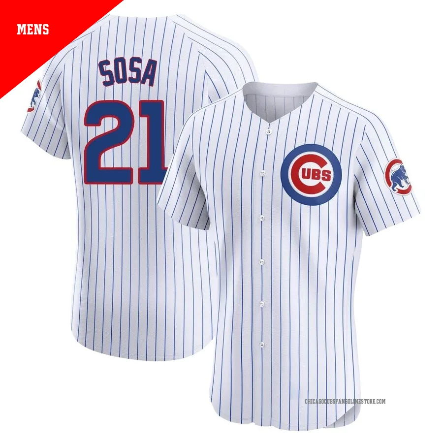 Chicago Cubs ＃21 Sammy Sosa Men's Elite Home Jersey - White