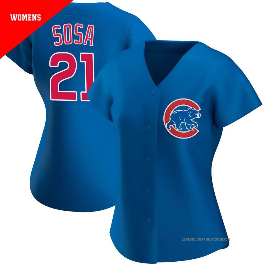 Chicago Cubs ＃21 Sammy Sosa Women's Authentic Alternate Jersey - Royal