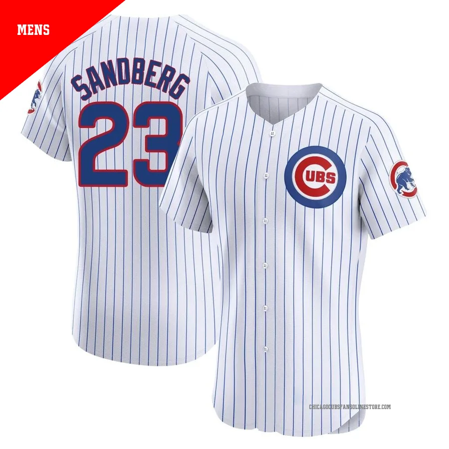 Chicago Cubs ＃23 Ryne Sandberg Men's Elite Home Jersey - White