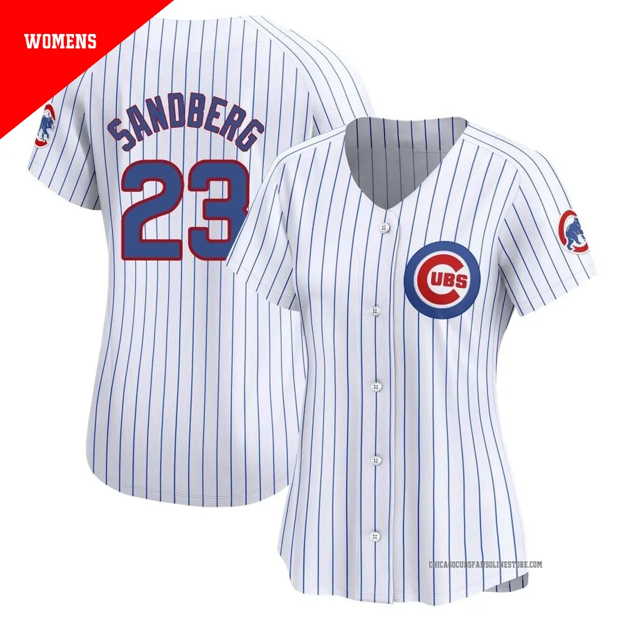 Chicago Cubs ＃23 Ryne Sandberg Women's Limited Home Jersey - White
