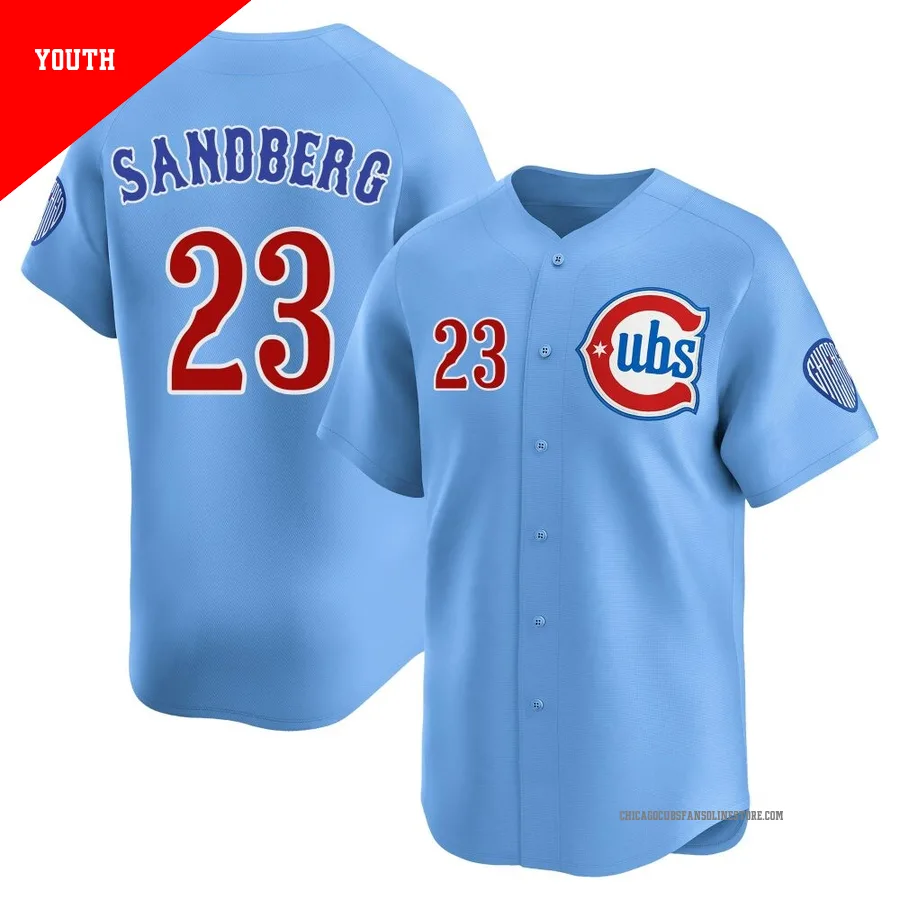 Chicago Cubs ＃23 Ryne Sandberg Youth Limited 2nd Alternate Jersey - Royal
