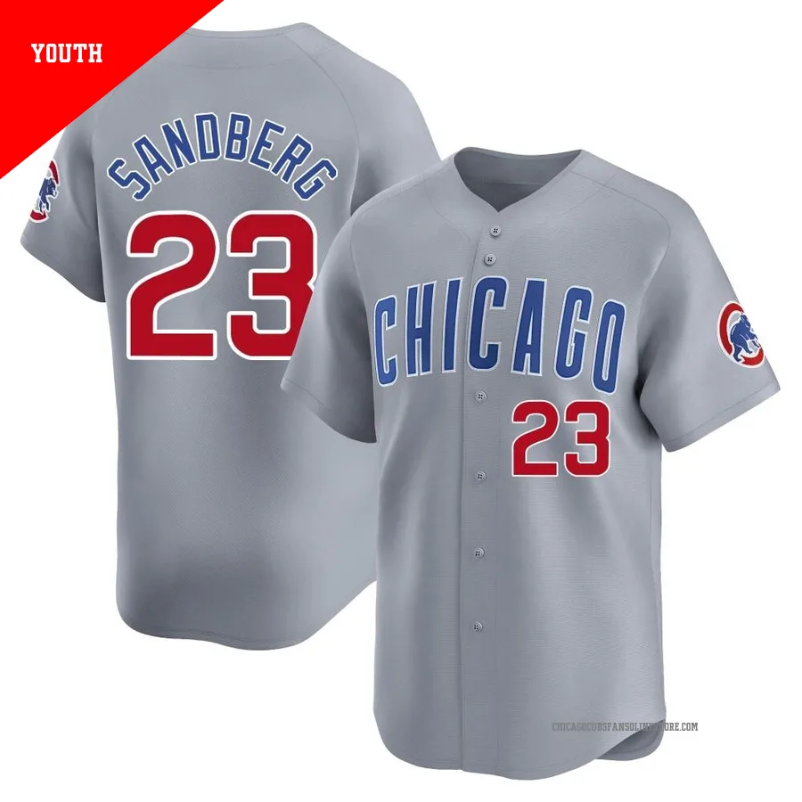 Chicago Cubs ＃23 Ryne Sandberg Youth Limited Road Jersey - Gray