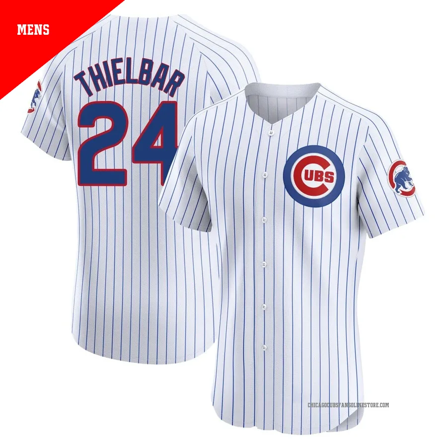 Chicago Cubs ＃24 Caleb Thielbar Men's Elite Home Jersey - White