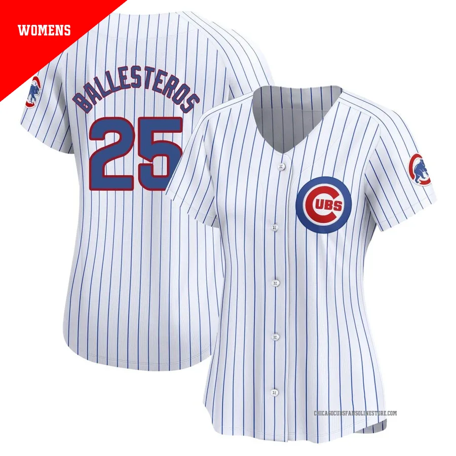 Chicago Cubs ＃25 Moises Ballesteros Women's Limited Home Jersey - White