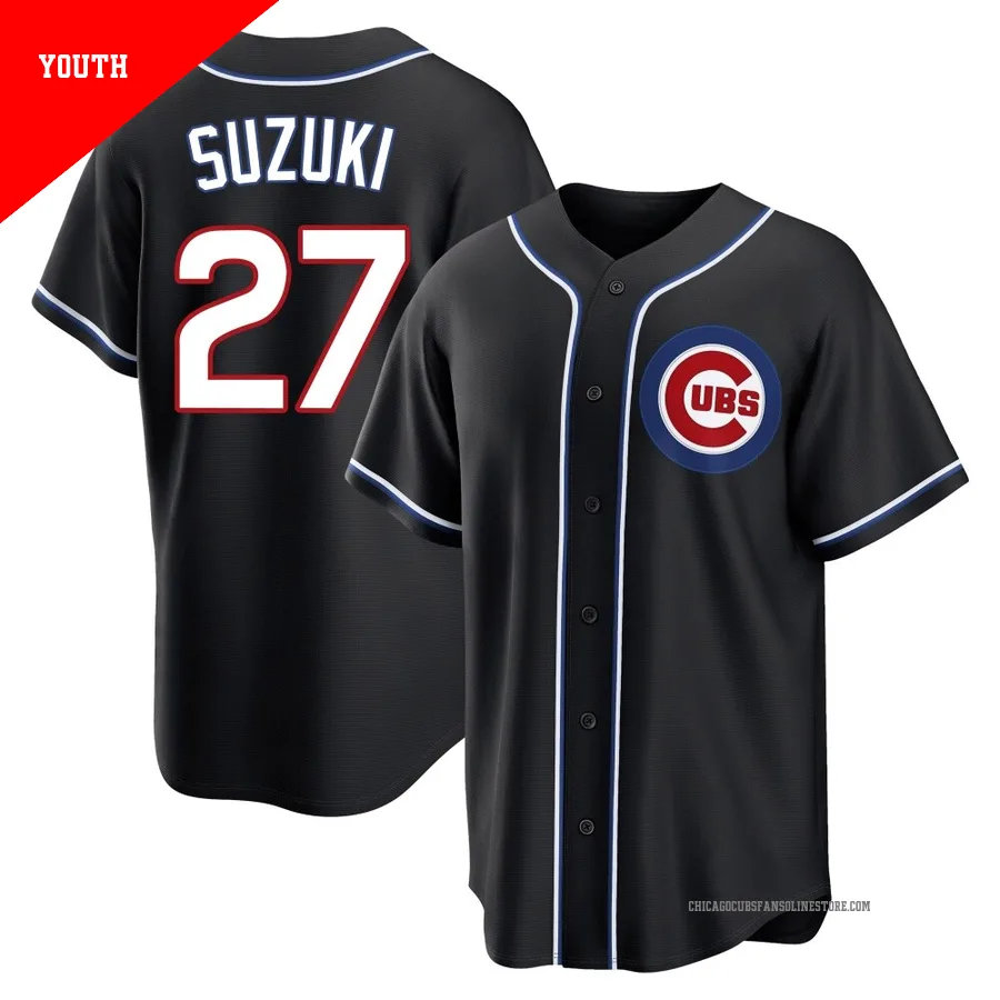 Chicago Cubs ＃27 Seiya Suzuki Youth Replica Fashion Out Jersey - Black