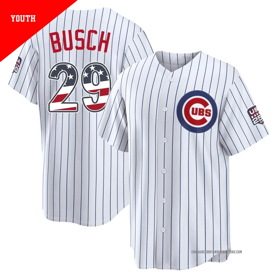 Chicago Cubs ＃29 Michael Busch Youth Limited USA 250 Fourth Of July Home Stadium Jersey - White