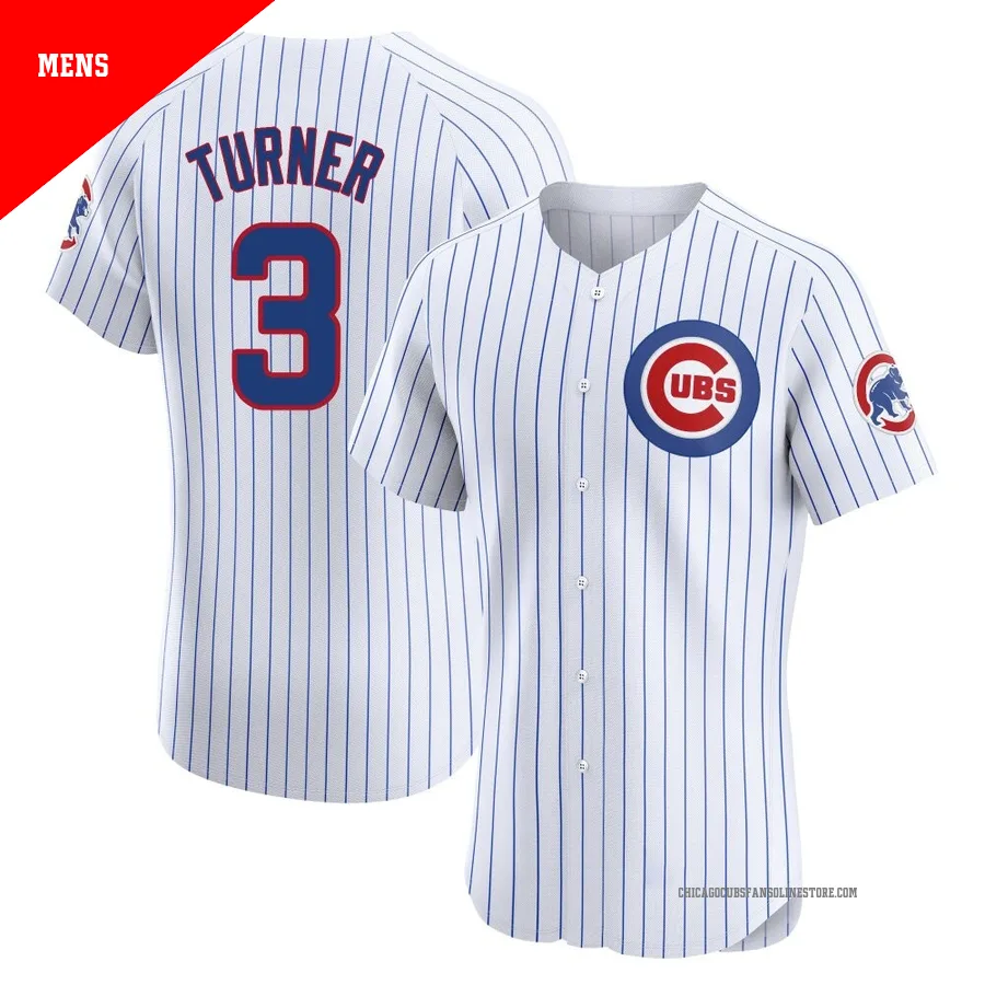 Chicago Cubs ＃3 Justin Turner Men's Elite Home Jersey - White