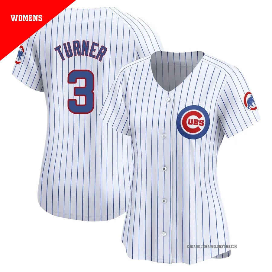 Chicago Cubs ＃3 Justin Turner Women's Limited Home Jersey - White