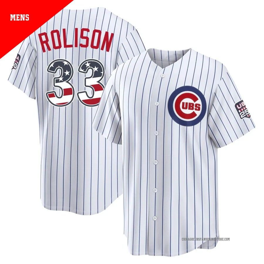 Chicago Cubs ＃33 Ryan Rolison Men's Limited USA 250 Fourth Of July Home Stadium Jersey - White