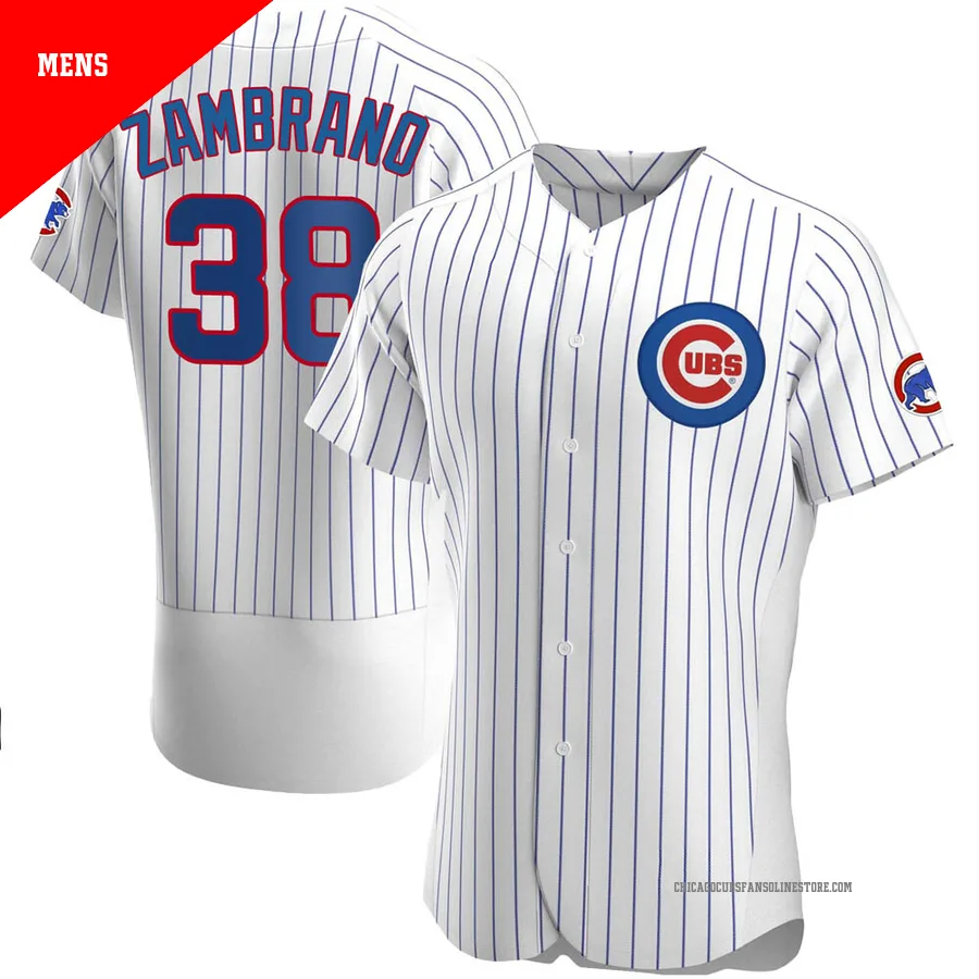 Chicago Cubs ＃38 Carlos Zambrano Men's Authentic Home Jersey - White