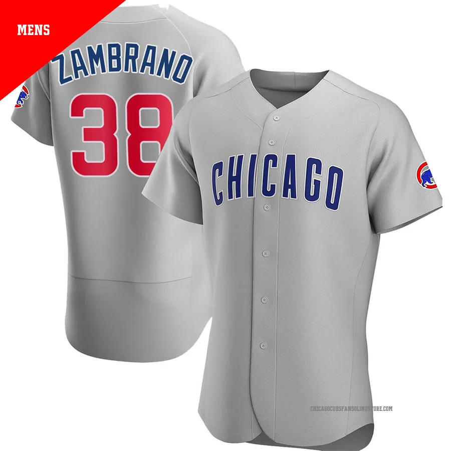 Chicago Cubs ＃38 Carlos Zambrano Men's Authentic Road Jersey - Gray