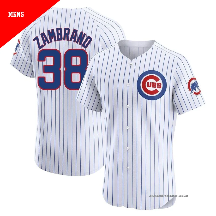 Chicago Cubs ＃38 Carlos Zambrano Men's Elite Home Jersey - White