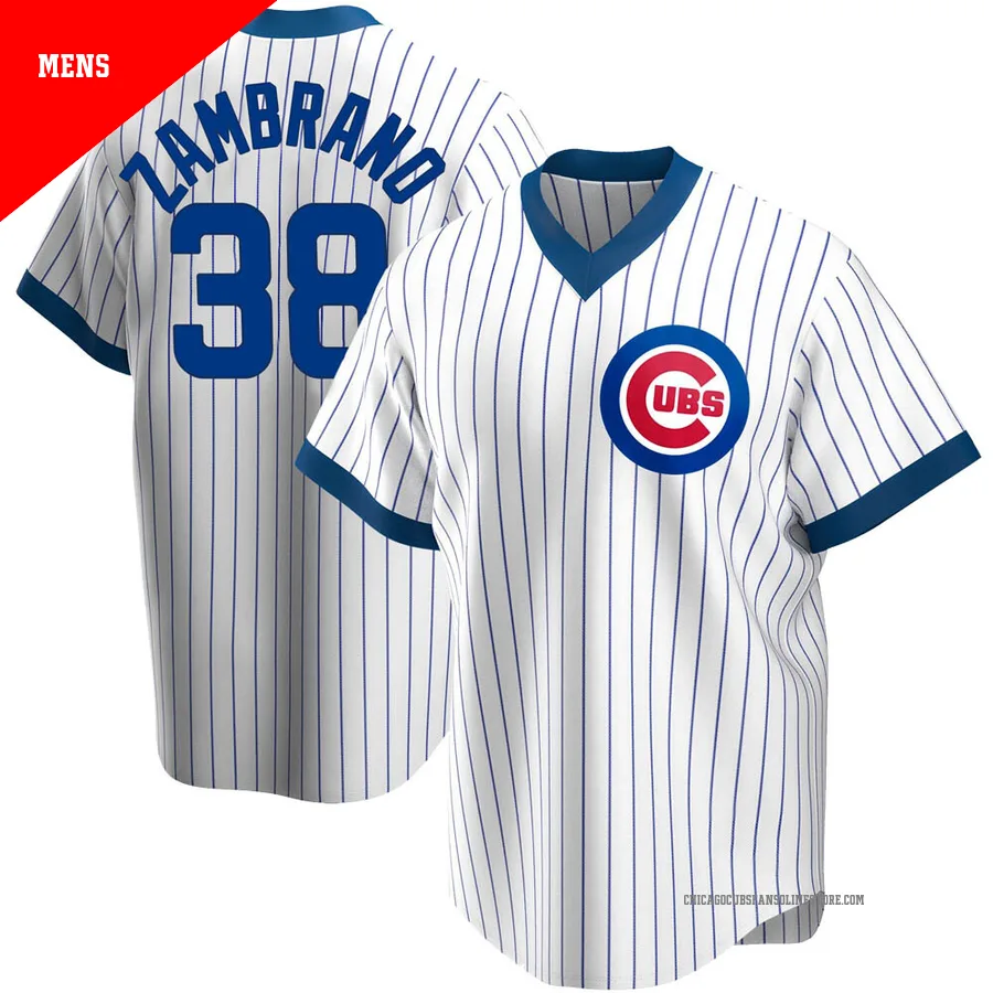 Chicago Cubs ＃38 Carlos Zambrano Men's Replica Home Cooperstown Collection Jersey - White