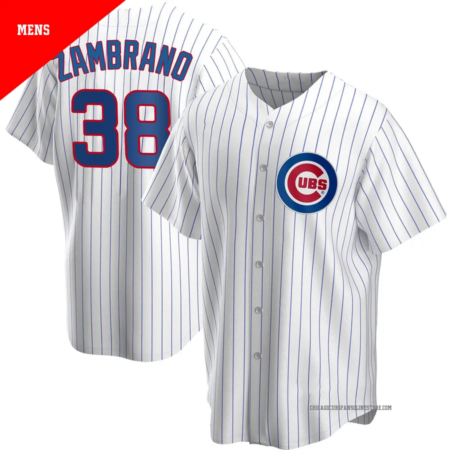 Chicago Cubs ＃38 Carlos Zambrano Men's Replica Home Jersey - White
