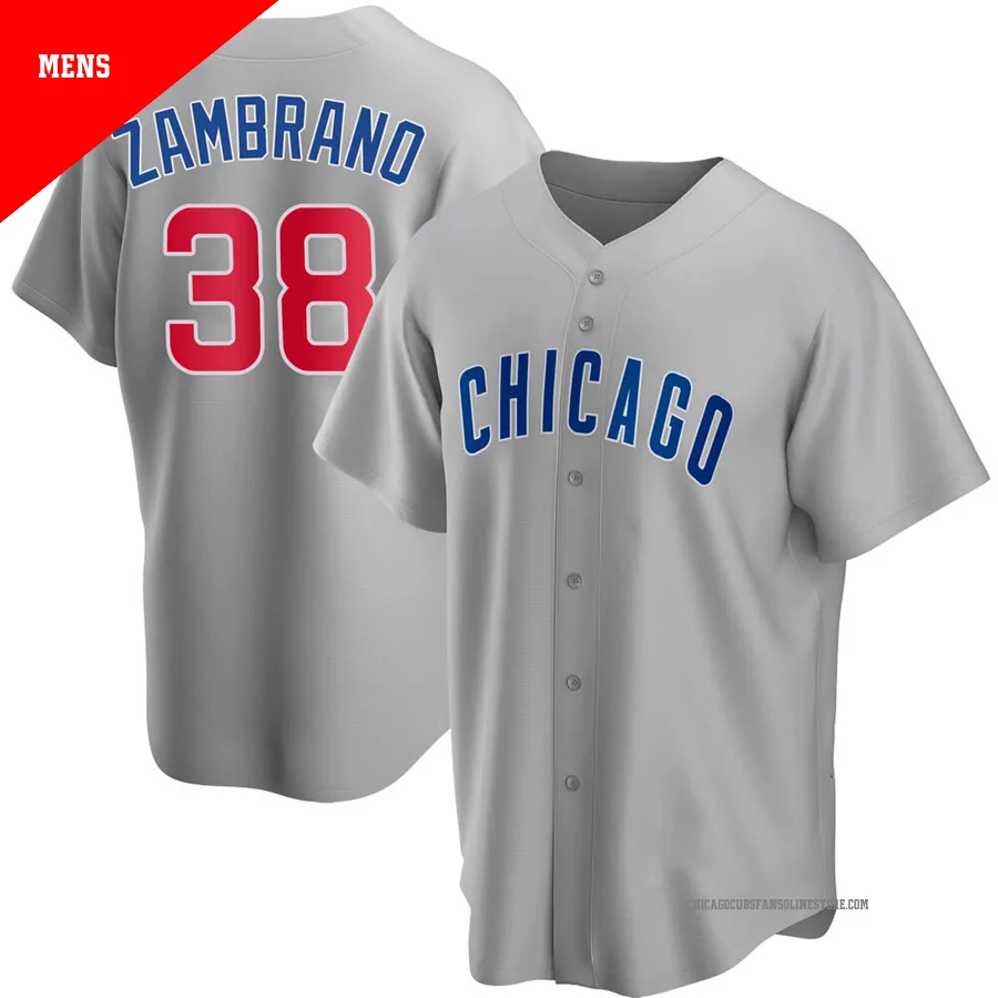 Chicago Cubs ＃38 Carlos Zambrano Men's Replica Road Jersey - Gray