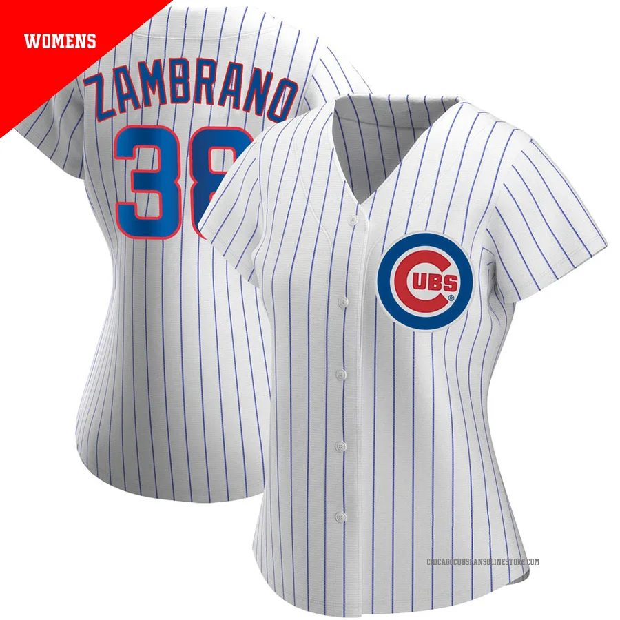 Chicago Cubs ＃38 Carlos Zambrano Women's Authentic Home Jersey - White