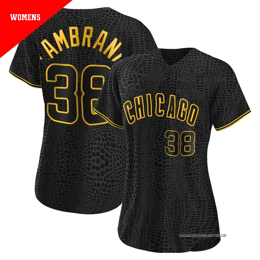 Chicago Cubs ＃38 Carlos Zambrano Women's Replica Snake Skin City Jersey - Black