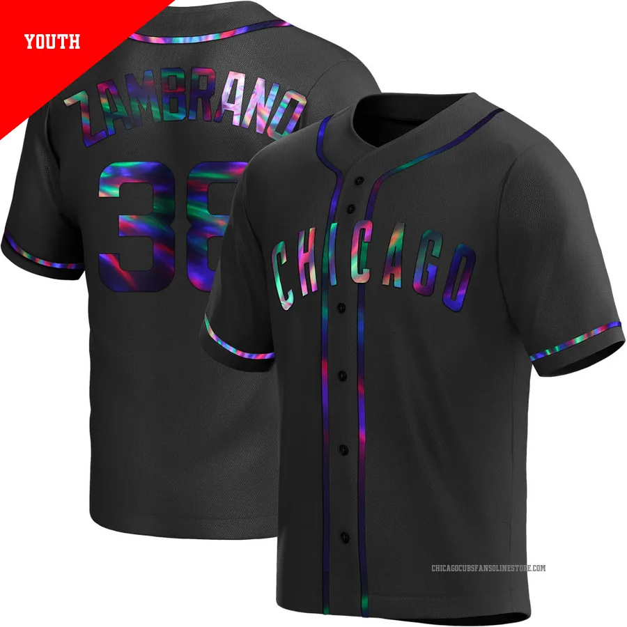 Chicago Cubs ＃38 Carlos Zambrano Youth Replica Holographic Alternate Jersey - Black