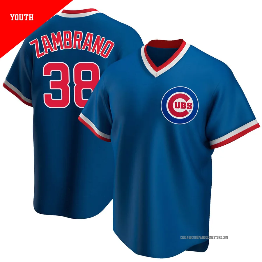 Chicago Cubs ＃38 Carlos Zambrano Youth Replica Road Cooperstown Collection Jersey - Royal