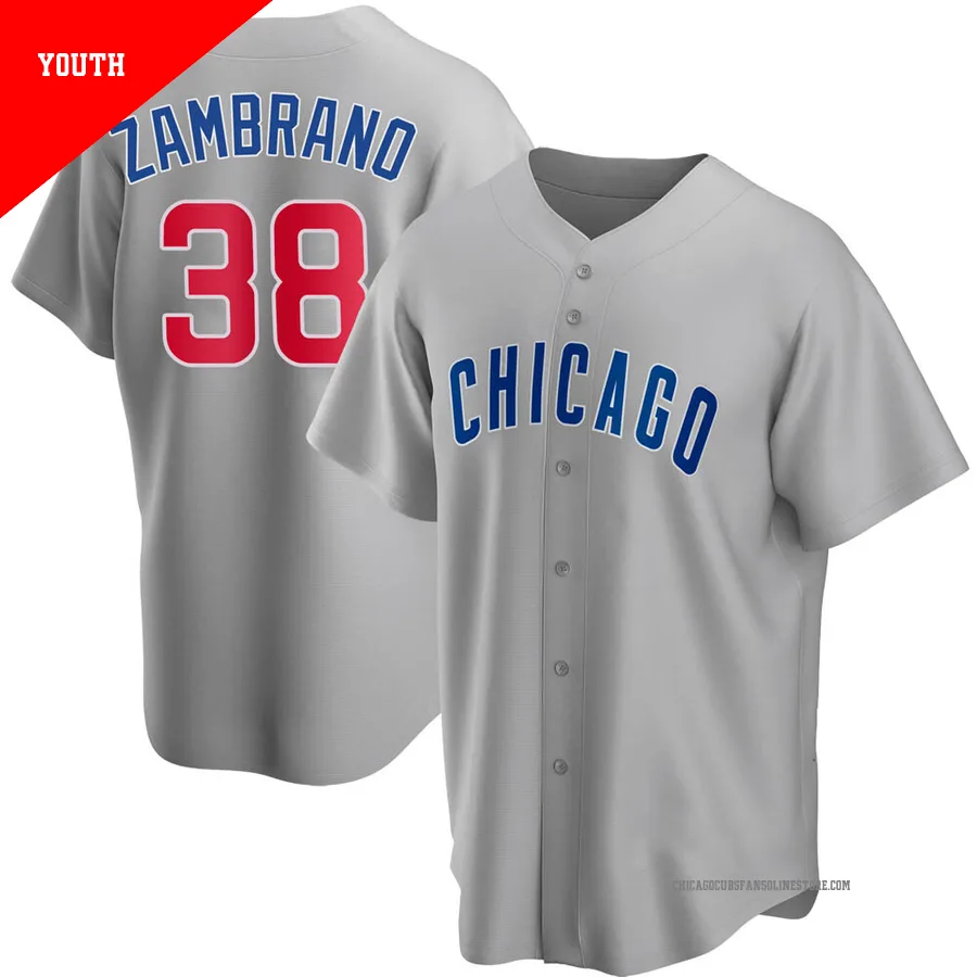 Chicago Cubs ＃38 Carlos Zambrano Youth Replica Road Jersey - Gray
