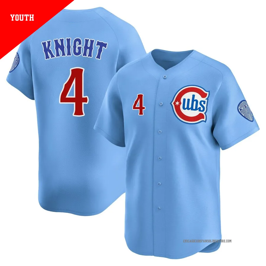Chicago Cubs ＃4 Caleb Knight Youth Limited 2nd Alternate Jersey - Royal
