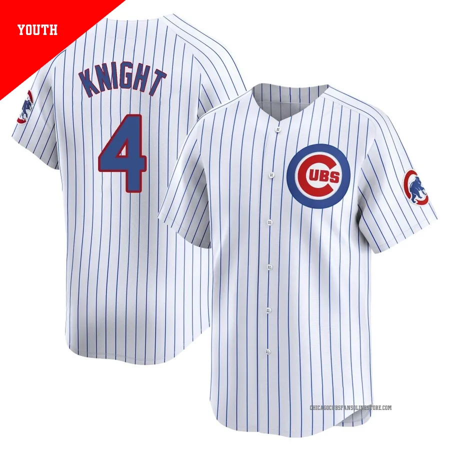 Chicago Cubs ＃4 Caleb Knight Youth Limited Home Jersey - White