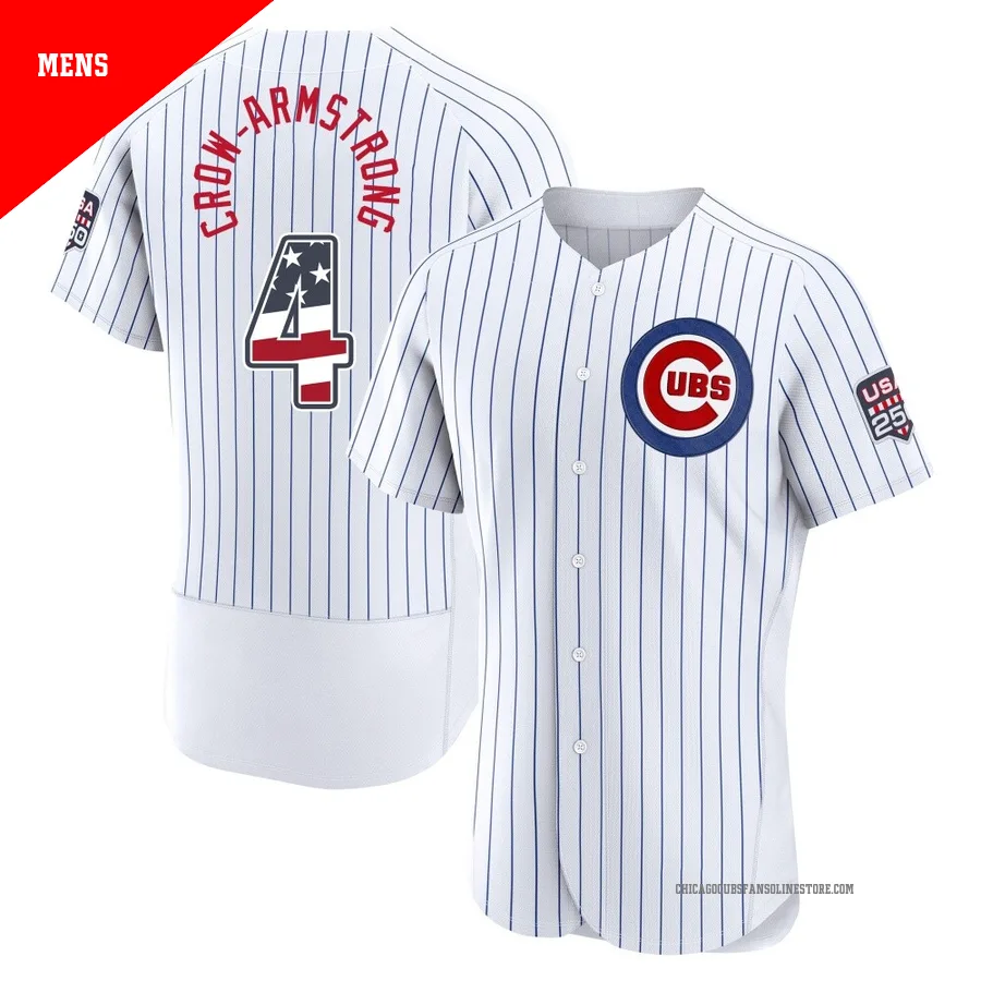 Chicago Cubs ＃4 Pete Crow-Armstrong Men's Authentic USA 250 Fourth Of July Home Jersey - White