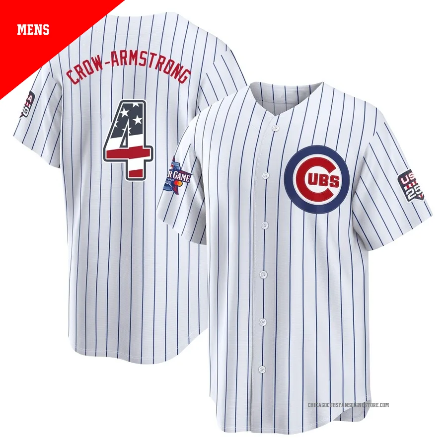 Chicago Cubs ＃4 Pete Crow-Armstrong Men's Limited 2026 All-Star Edition Stars & Stripes Home Stadium Jersey - White