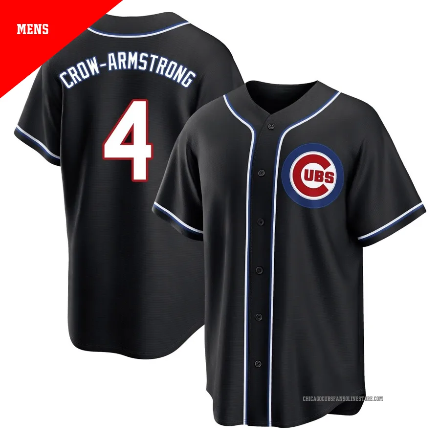 Chicago Cubs ＃4 Pete Crow-Armstrong Men's Replica Fashion Out Jersey - Black