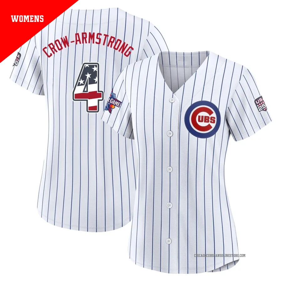 Chicago Cubs ＃4 Pete Crow-Armstrong Women's Limited 2026 All-Star Edition Stars & Stripes Home Stadium Jersey - White